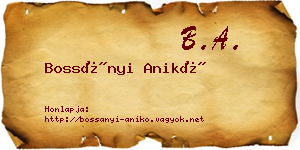 Bossányi Anikó névjegykártya