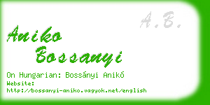 aniko bossanyi business card