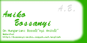 aniko bossanyi business card